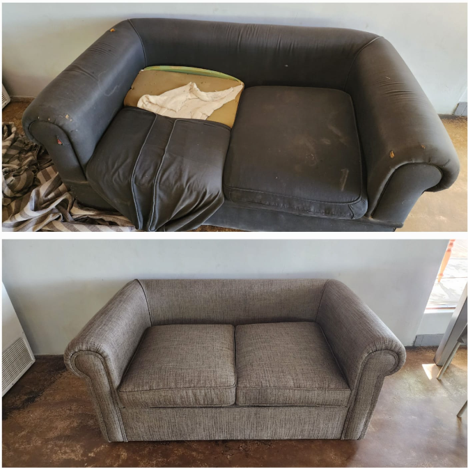 Re-upholstered armchairs